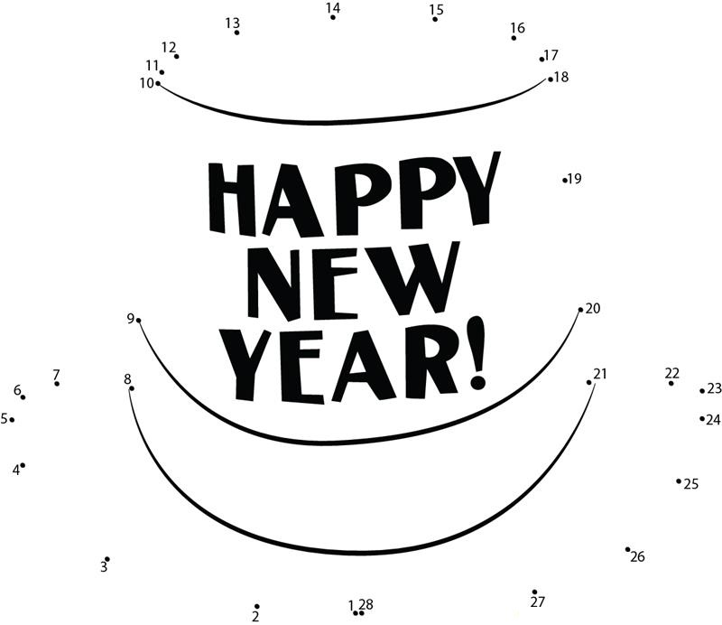 Happy New Year Hat printable dot to dot worksheet