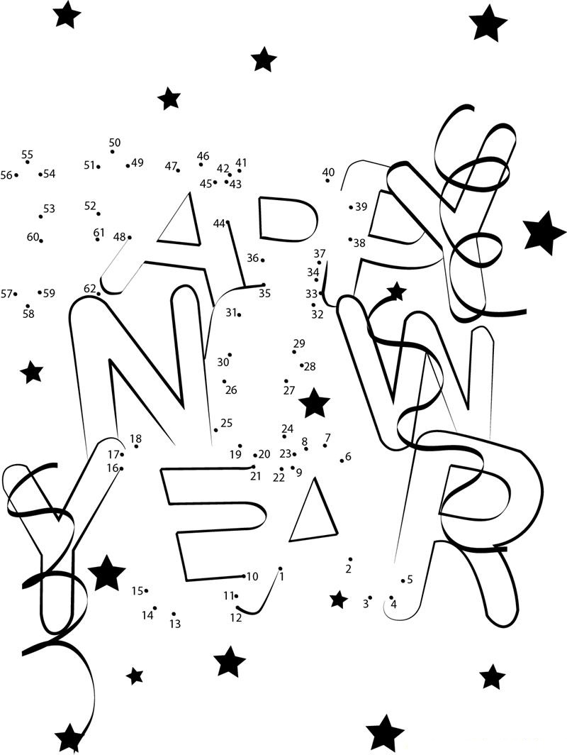 Happy New Year Images printable dot to dot worksheet