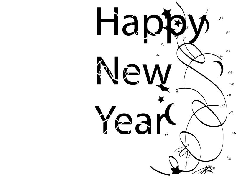 New Year Balloons printable dot to dot worksheet