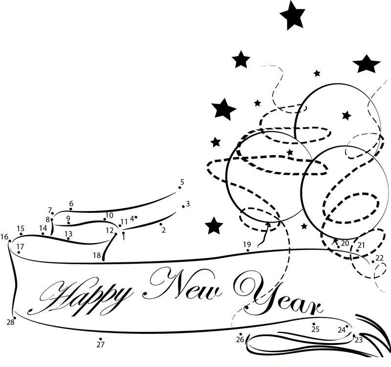 New Year Decoration printable dot to dot worksheet