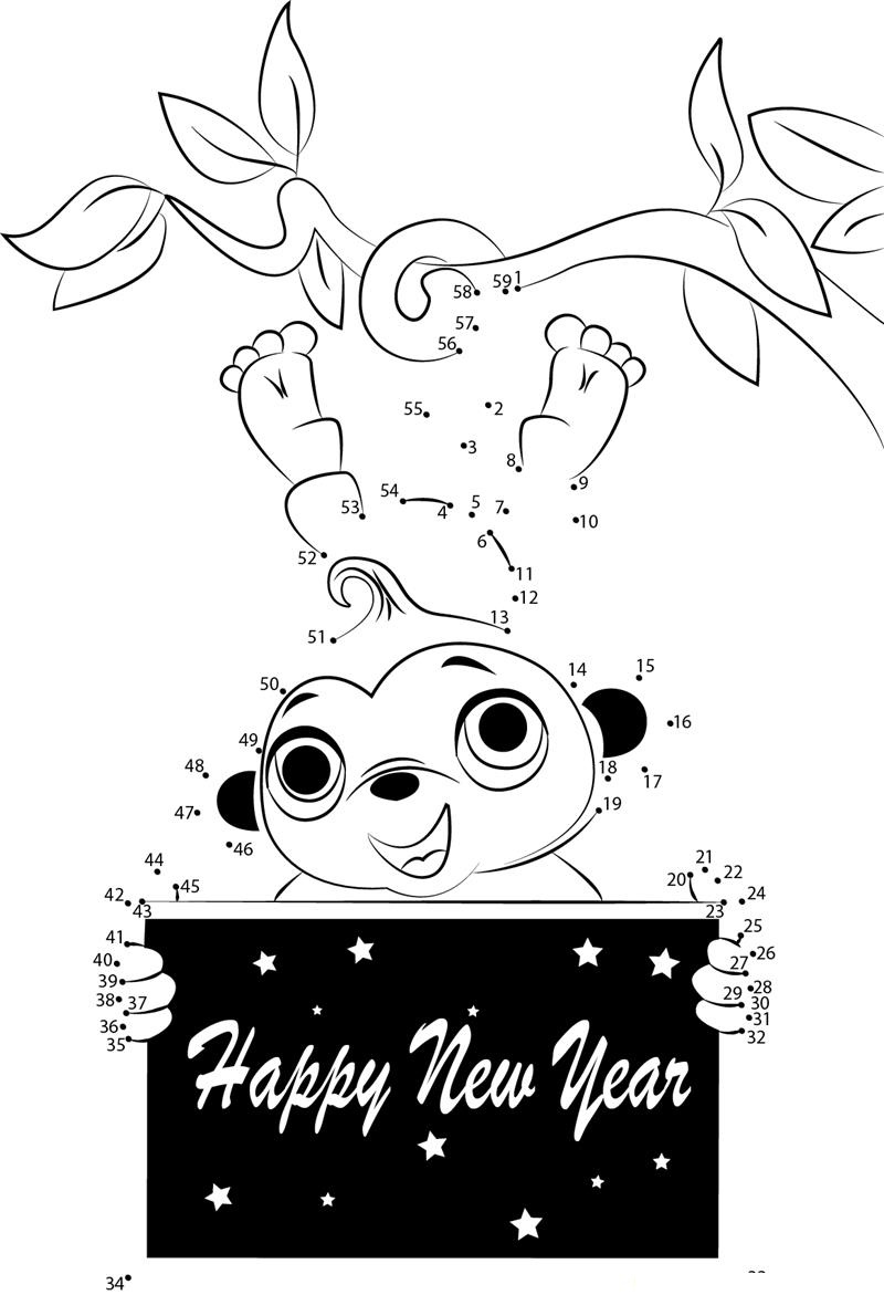 New Year Macki dot to dot worksheets