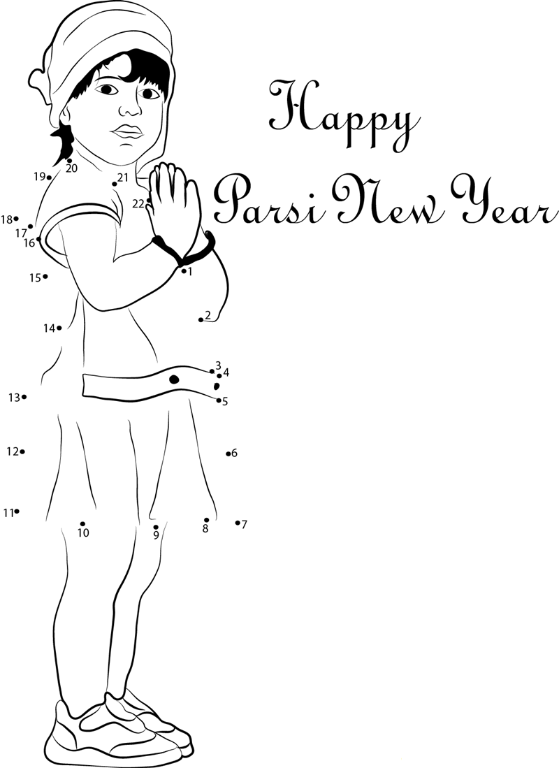 Happy Parsi New Year printable dot to dot worksheet