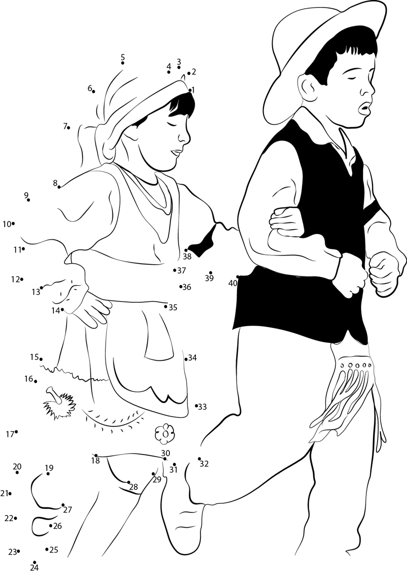 Child Dancing On Portugal Day printable dot to dot worksheet