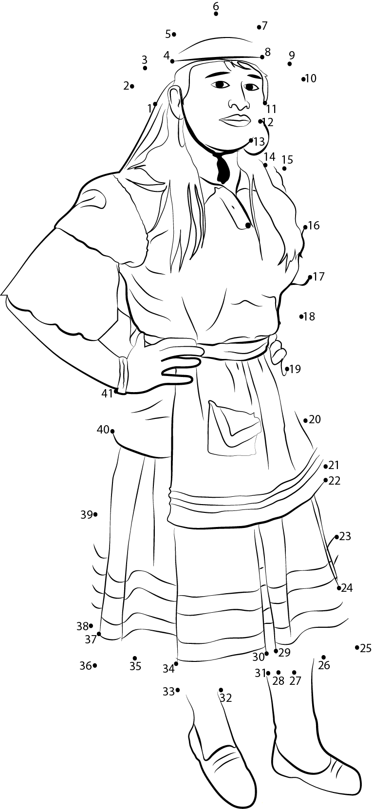 Traditional Costumes dot to dot worksheets