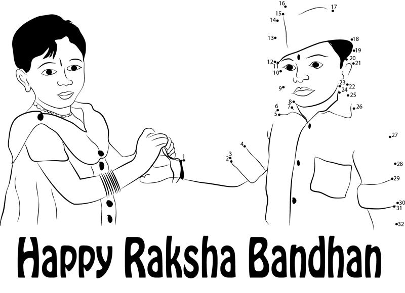 Hindu Festival Rakhi Purnima dot to dot worksheets