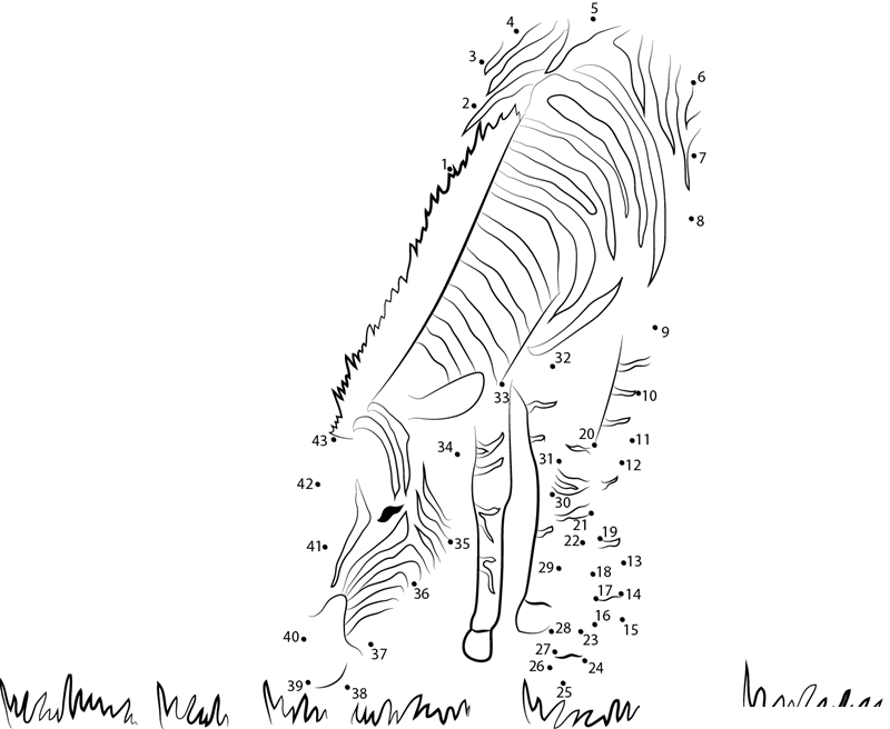 Hungry Zebra printable dot to dot worksheet