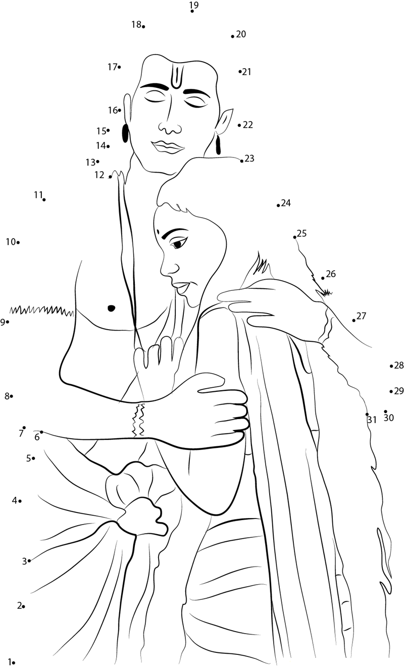 Goddess Sita And Lord Rama printable dot to dot worksheet