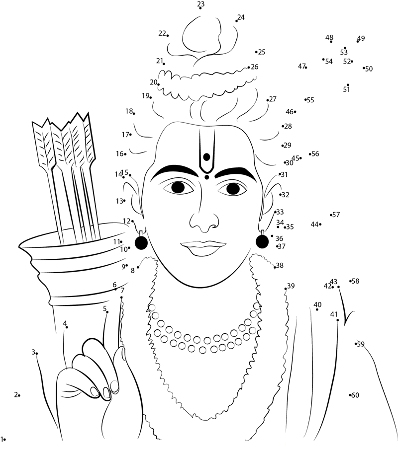 Lord Rama dot to dot worksheets