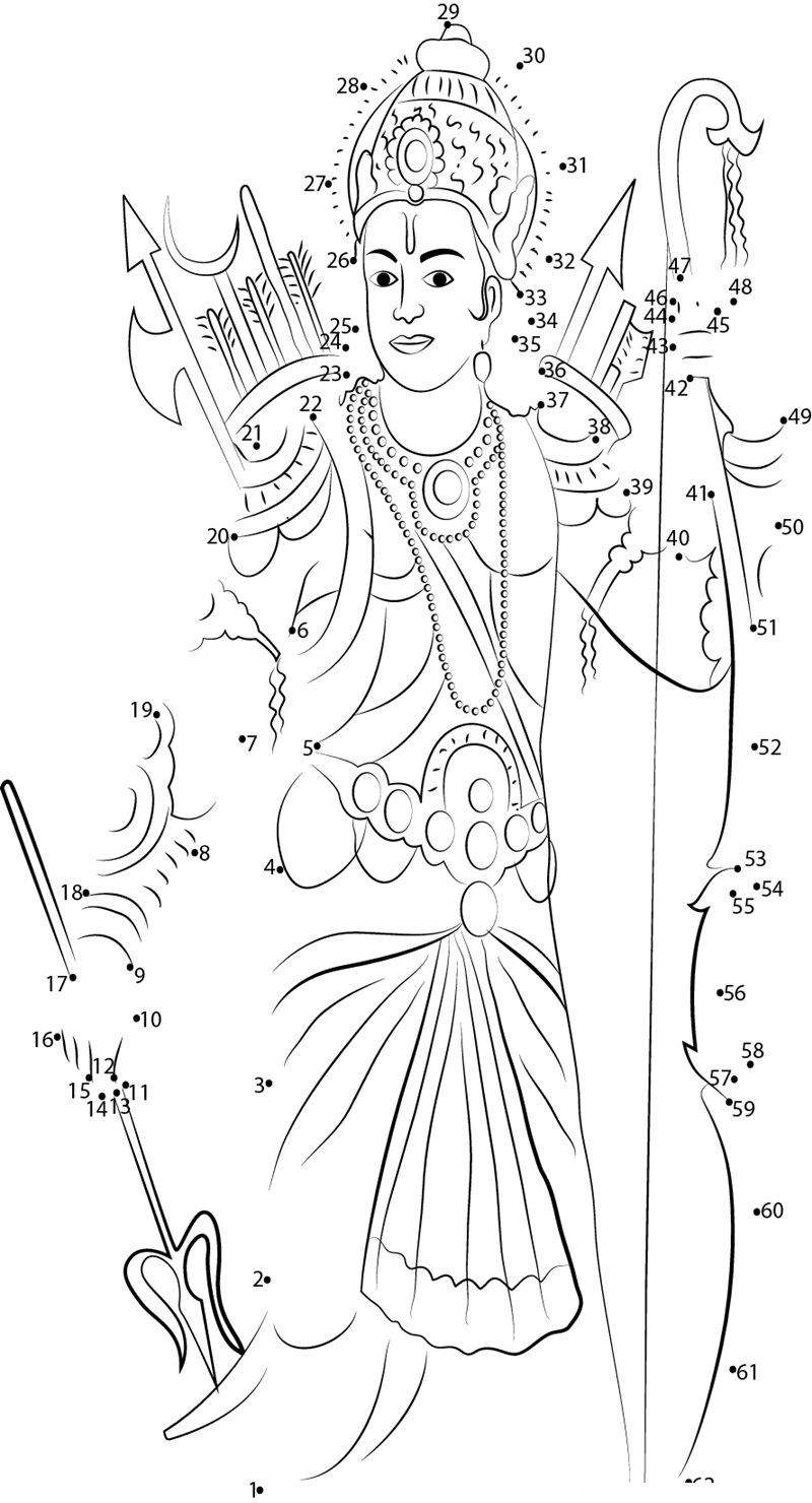 Ram Navami printable dot to dot worksheet