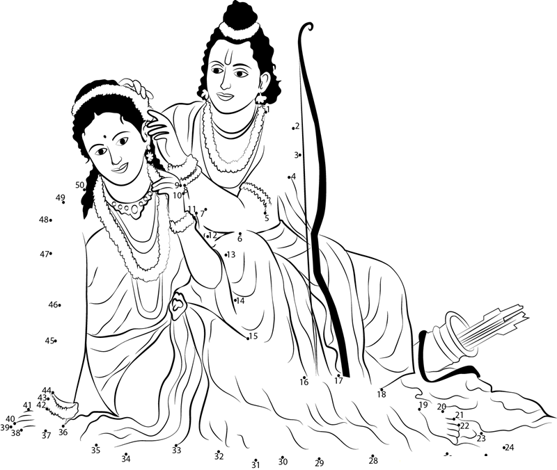 Ram Sita In Garden dot to dot worksheets