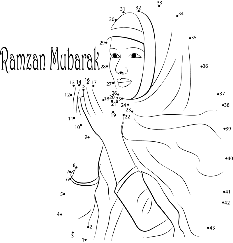 Happy Ramzaan printable dot to dot worksheet