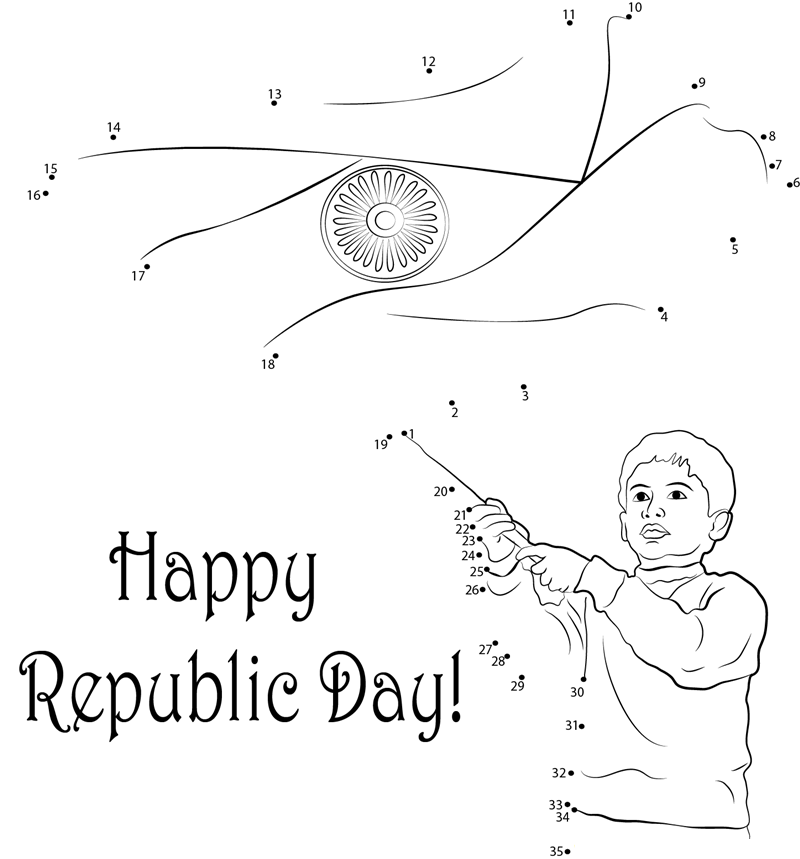 26 January Indian Republic Day printable dot to dot worksheet