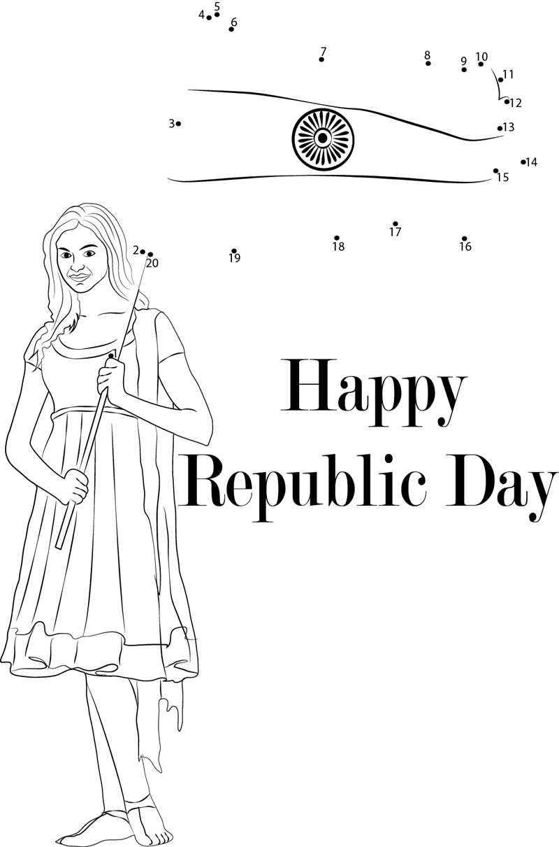 Enjoy Republic Day printable dot to dot worksheet