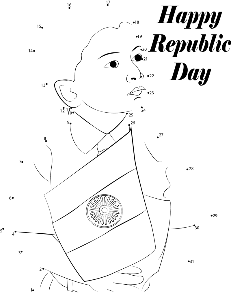 Happy Indian Republic Day printable dot to dot worksheet