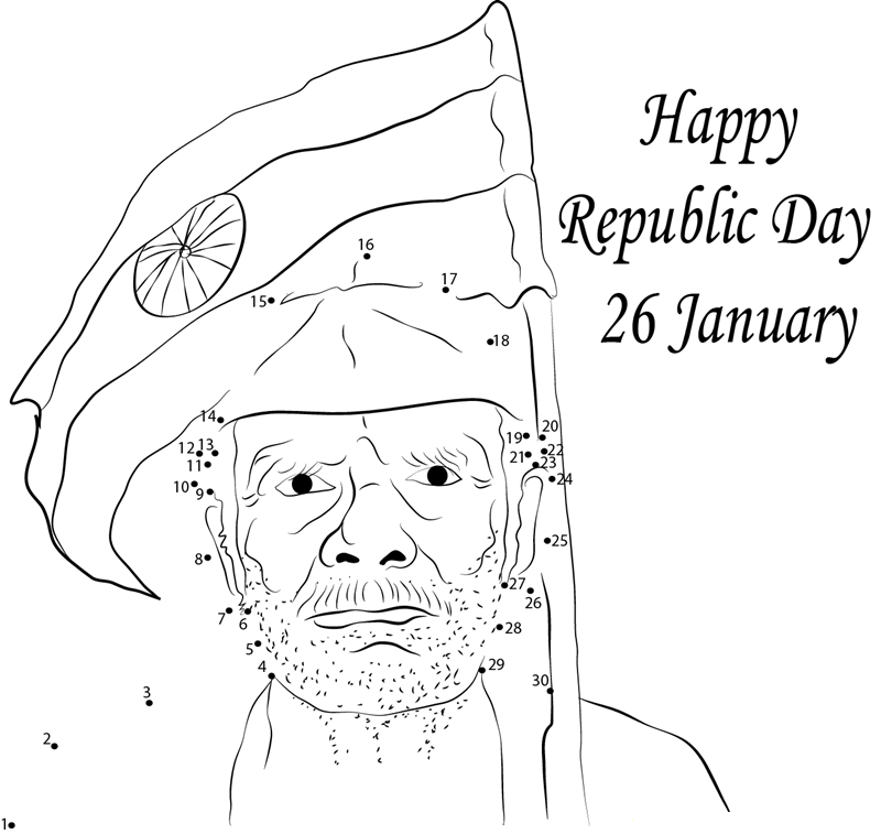 Indian Republic Day printable dot to dot worksheet