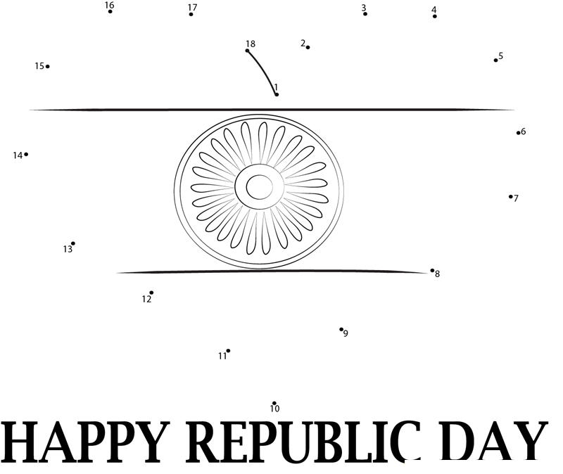 Love Republic Day printable dot to dot worksheet