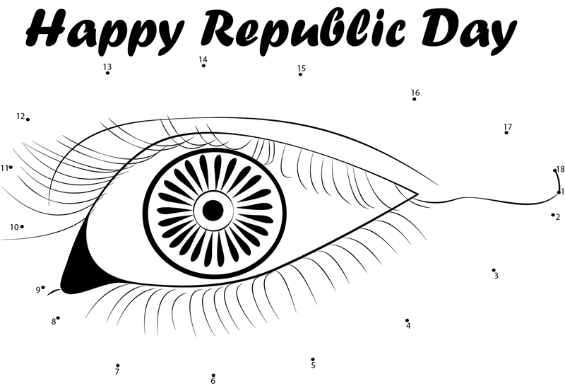 Republic Day Eye Makeup printable dot to dot worksheet