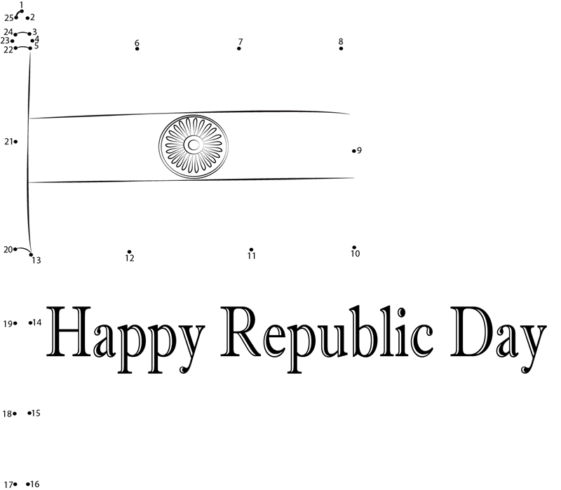 Watch Republic Day printable dot to dot worksheet