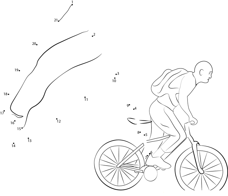 A Patriotic Cyclist Celebrates printable dot to dot worksheet