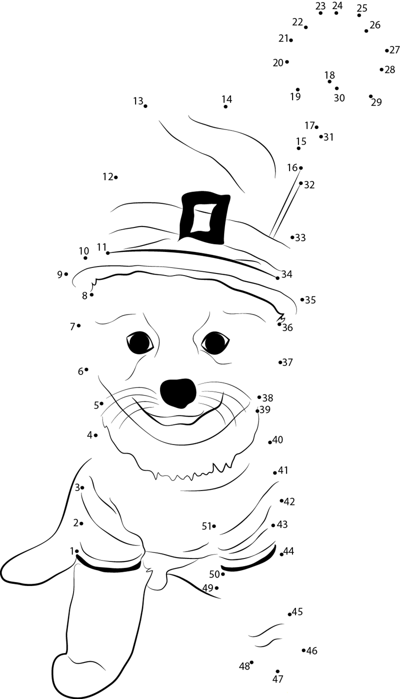 Saint Patrick Day Dog Constume dot to dot worksheets