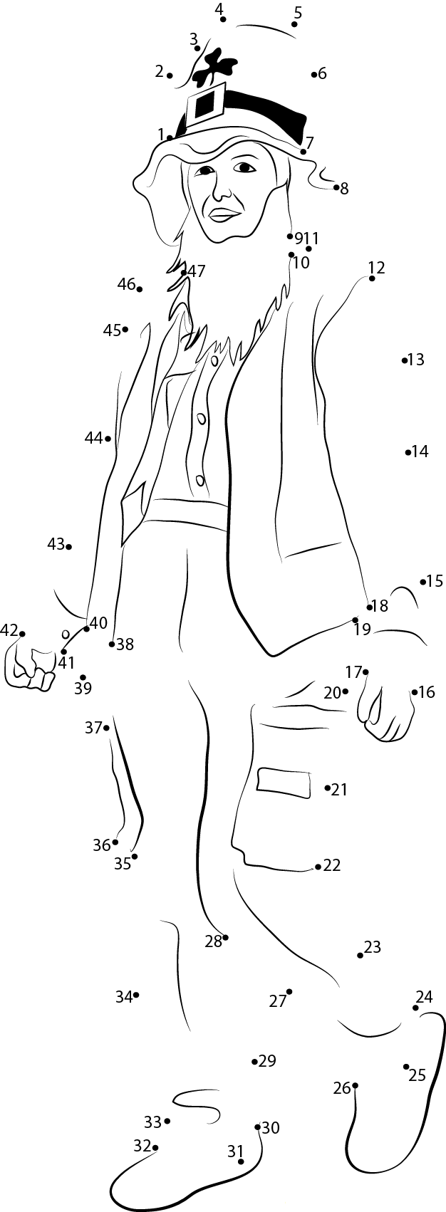 Women On St Patrick Day dot to dot worksheets