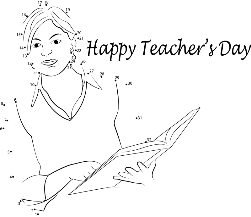 Beautiful Teachers Day printable dot to dot worksheet