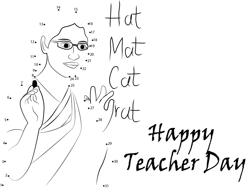 Happy Teacher Day printable dot to dot worksheet