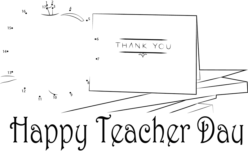 Teacher Day Thank You printable dot to dot worksheet