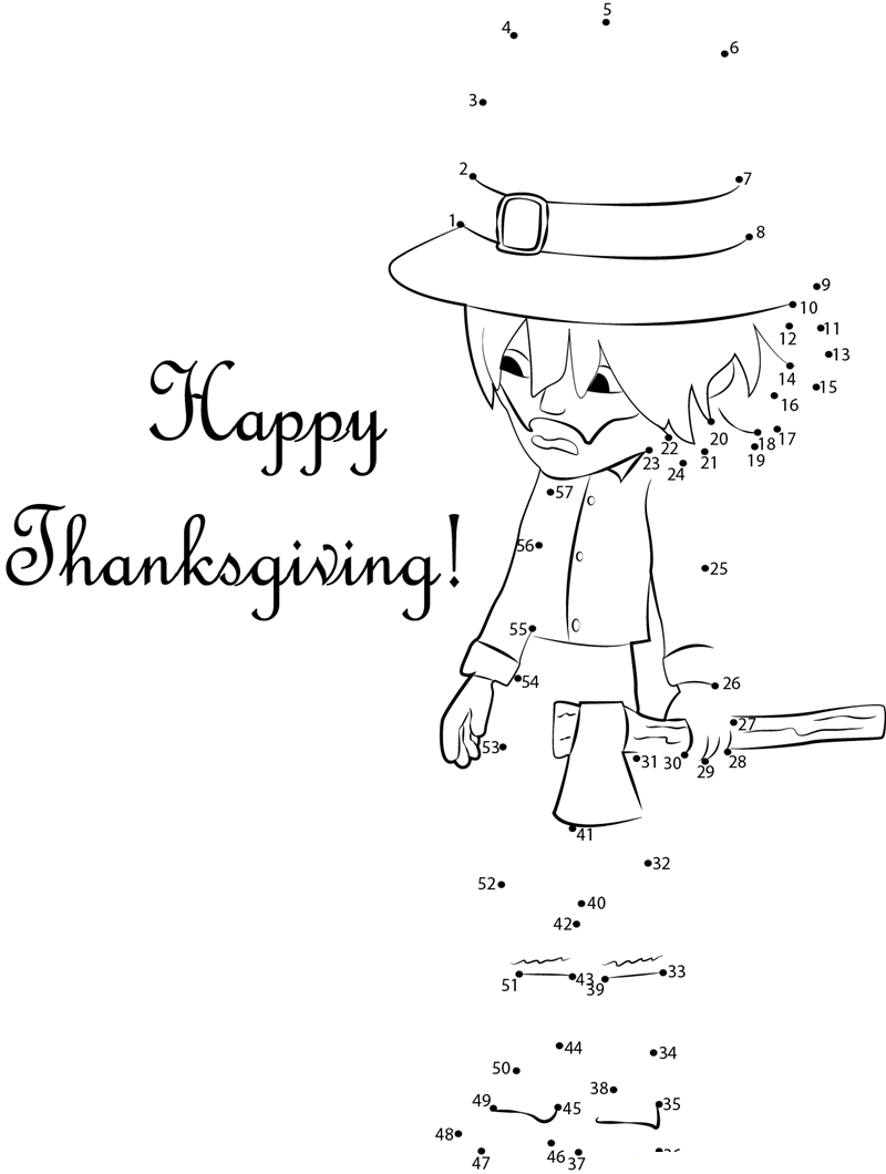 Best Happy Thanksgiving Day printable dot to dot worksheet