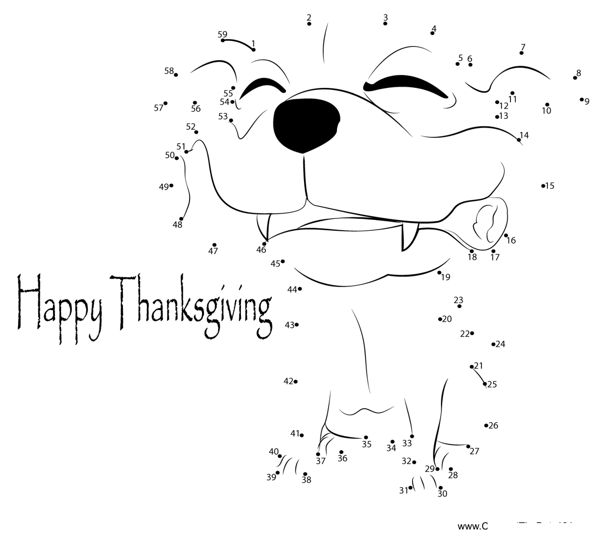 Dog-Thanksgiving printable dot to dot worksheet