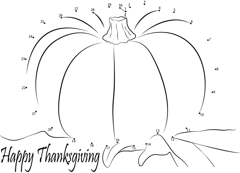 Events Happy Thanksgiving Day printable dot to dot worksheet