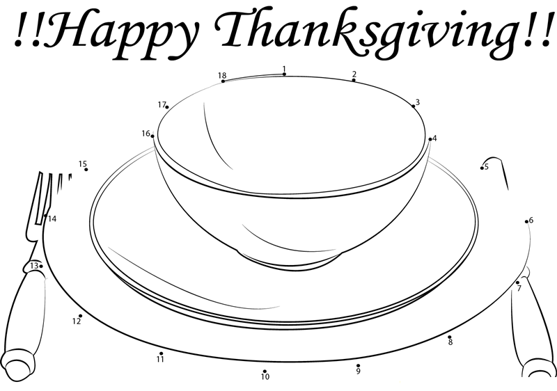 Family Dinners On Thanksgiving Day printable dot to dot worksheet