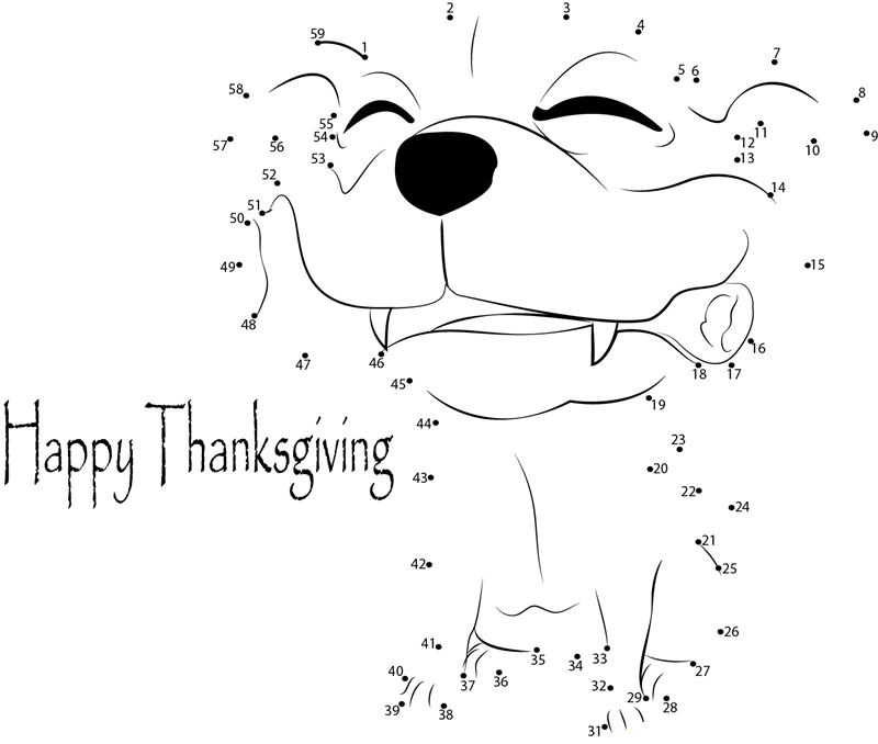 Free Happy Holiday Thanksgiving Day printable dot to dot worksheet