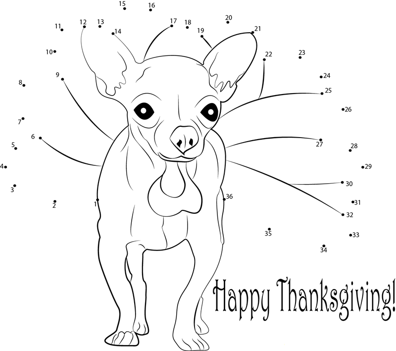 Funny Thanksgiving Day printable dot to dot worksheet