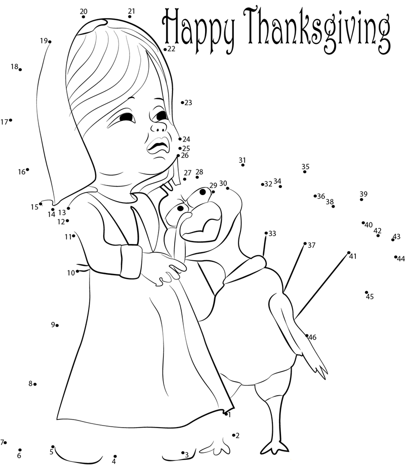 Lovely Thanksgiving Day printable dot to dot worksheet