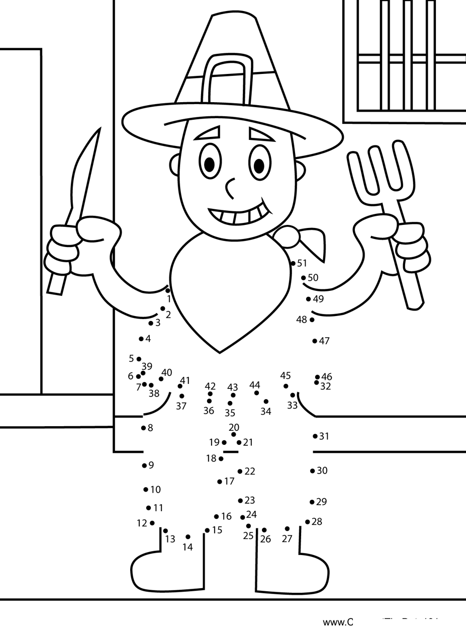 Thanksgiving-Hungry-Boy printable dot to dot worksheet