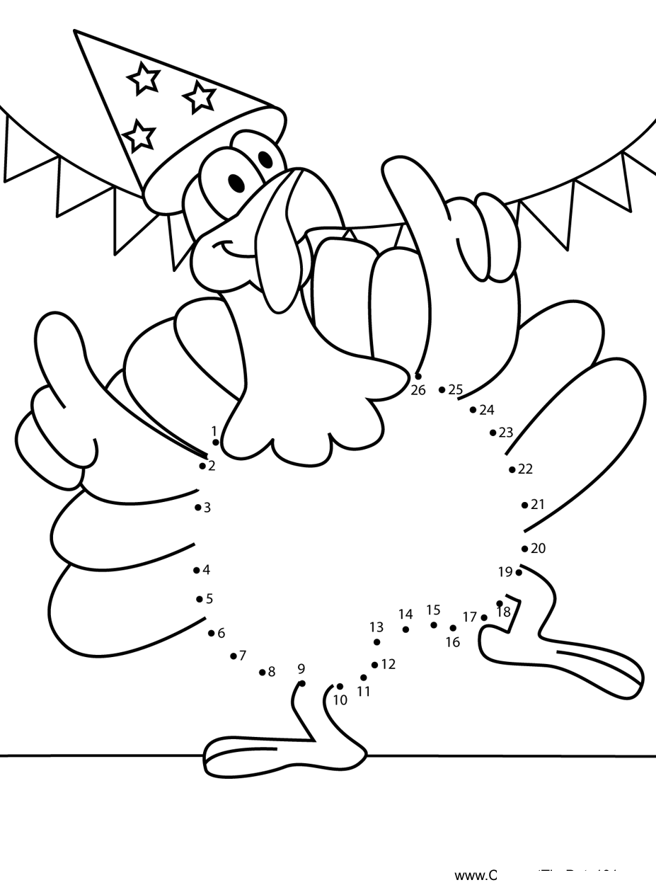 Turkey-Dancing printable dot to dot worksheet