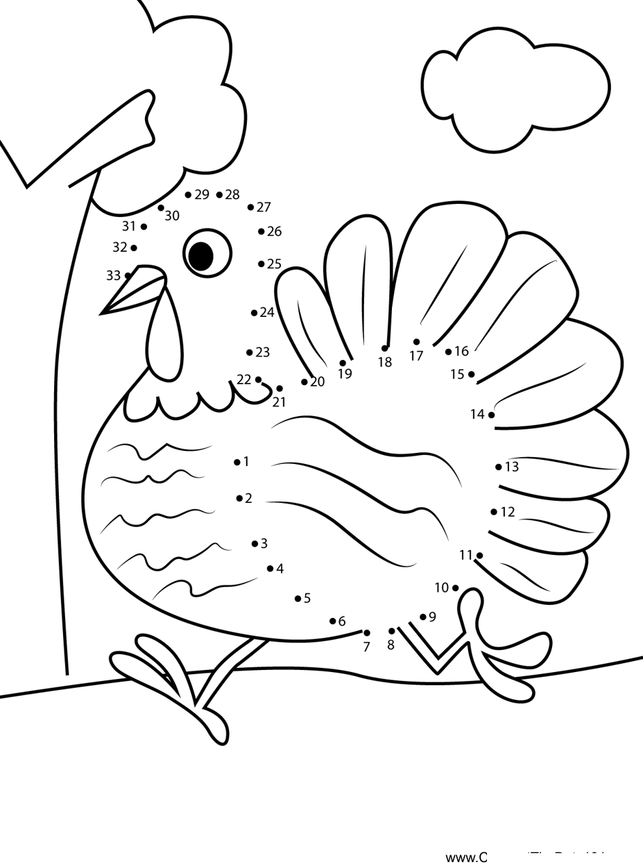 Turkey-Running printable dot to dot worksheet