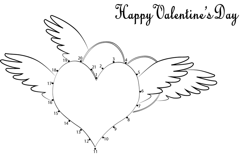 Happy Valentines Day printable dot to dot worksheet