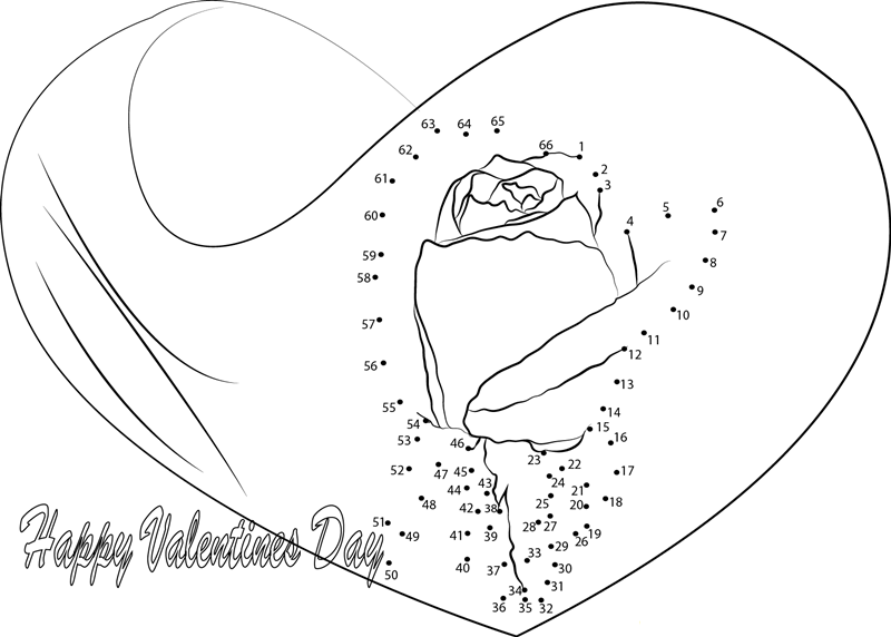 Red Rose Valentineday printable dot to dot worksheet