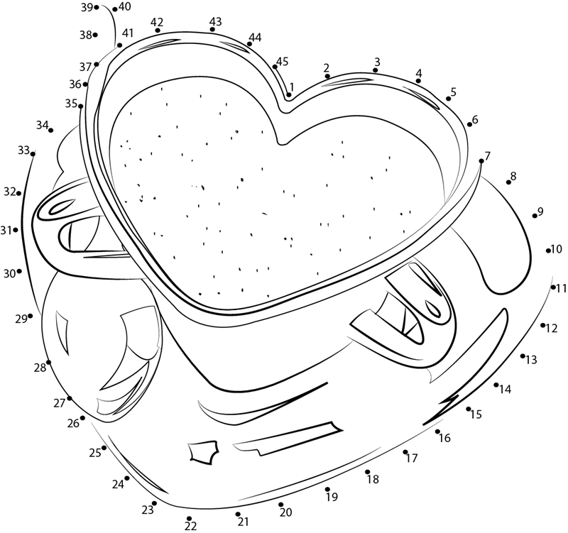 The Perfect Cup For Coffee  Red Heart printable dot to dot worksheet