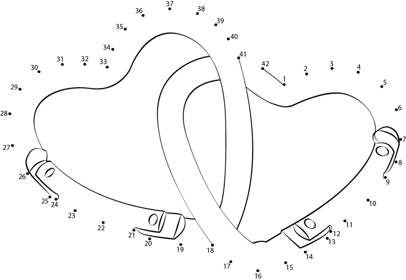 Valentinesday Two Hearts printable dot to dot worksheet