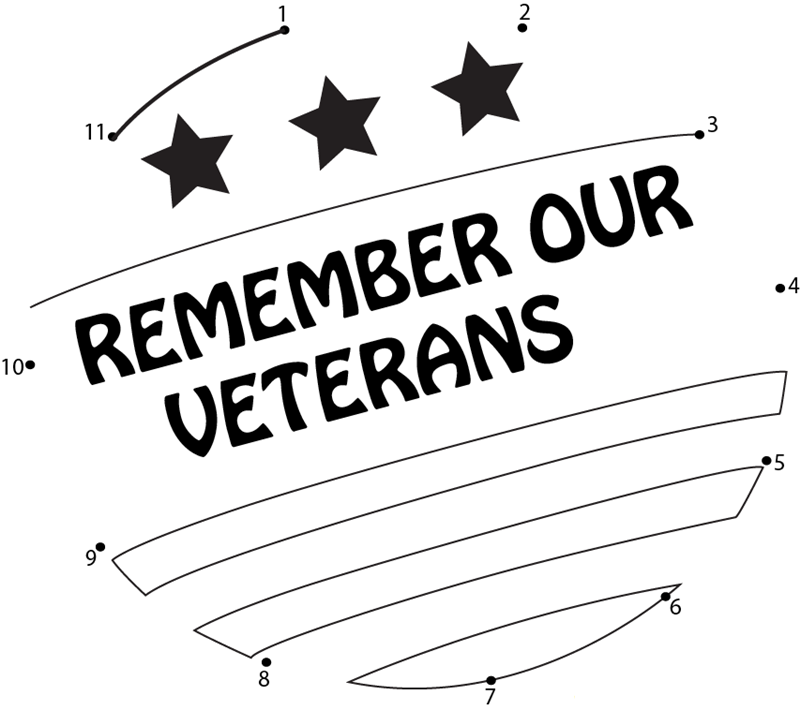 Celebrate Veterans Day printable dot to dot worksheet