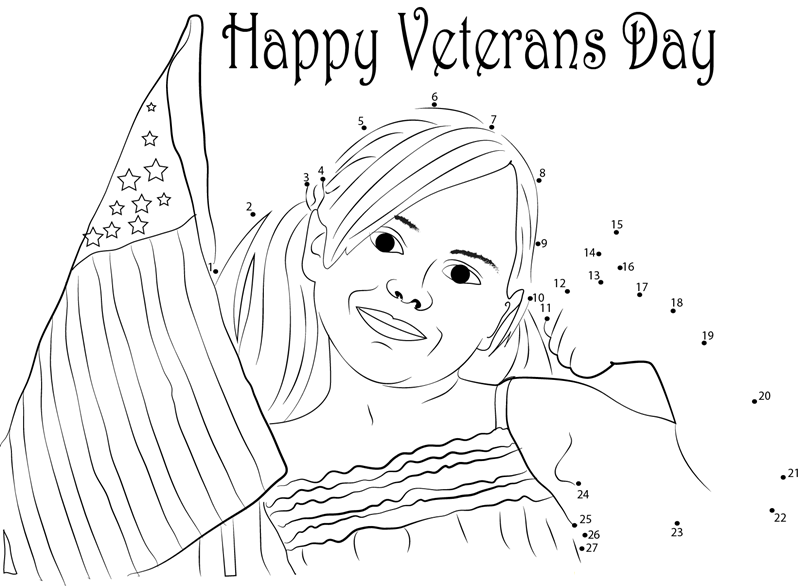 Enjoy Veterans Day printable dot to dot worksheet