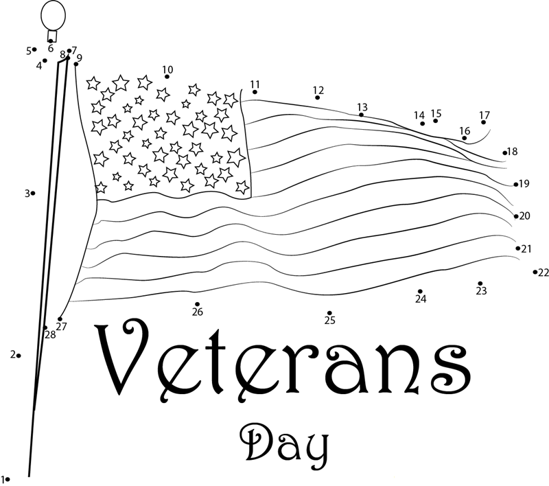 Honor Of Veterans Day printable dot to dot worksheet