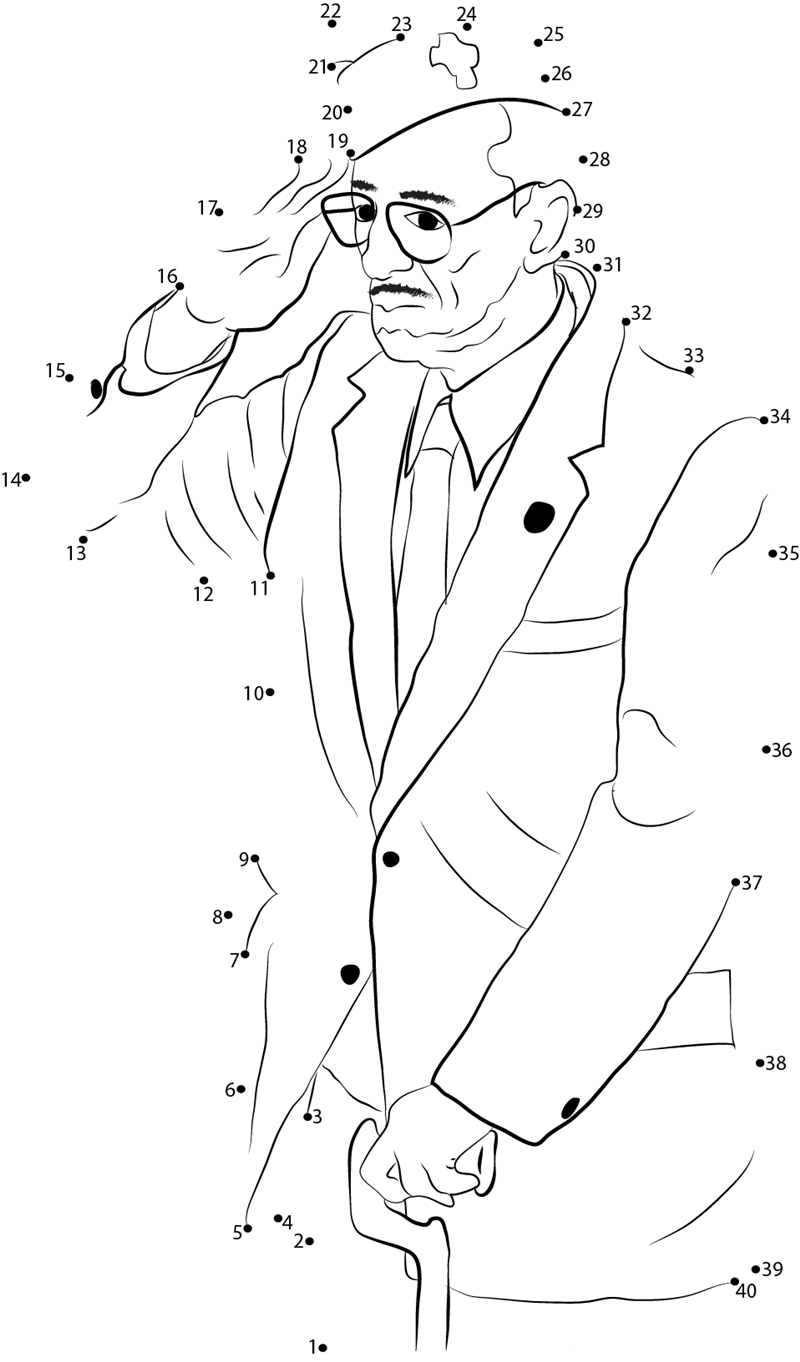 Old Man Salutes printable dot to dot worksheet