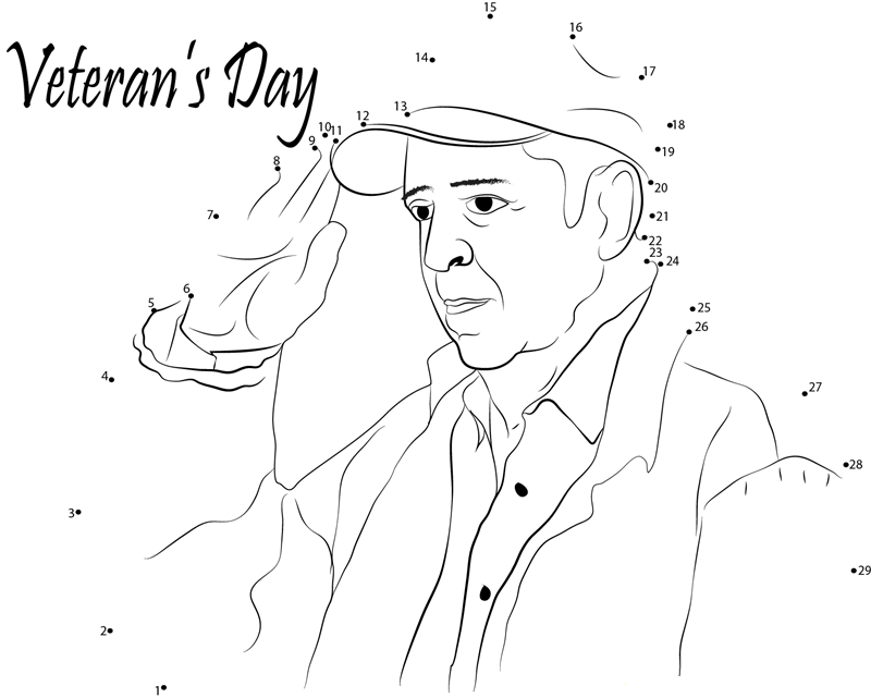 Salute On Veterans Day printable dot to dot worksheet