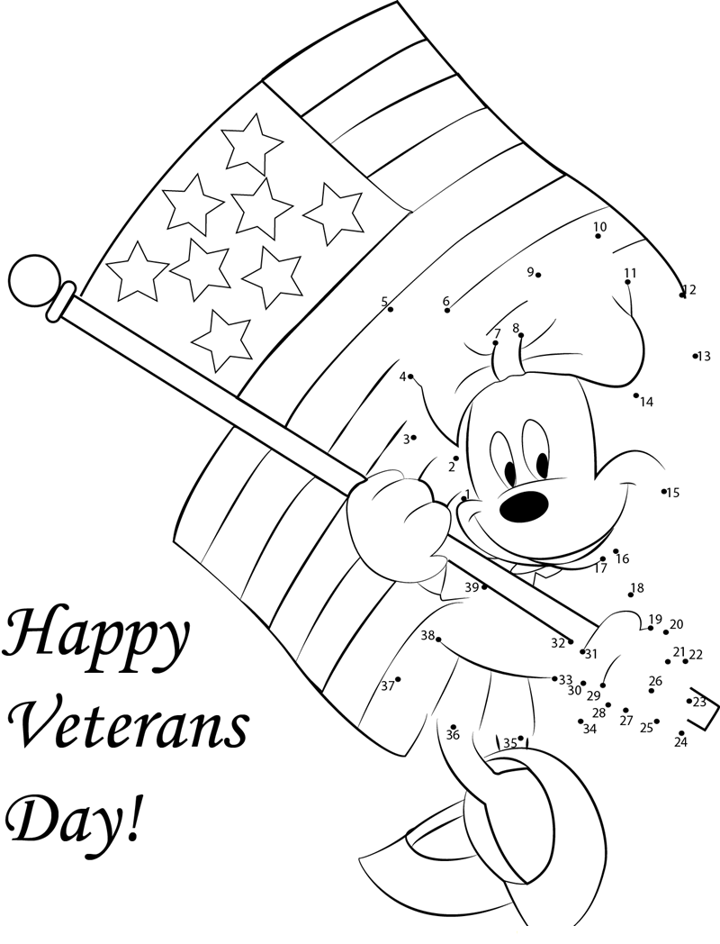 Veterans Day printable dot to dot worksheet