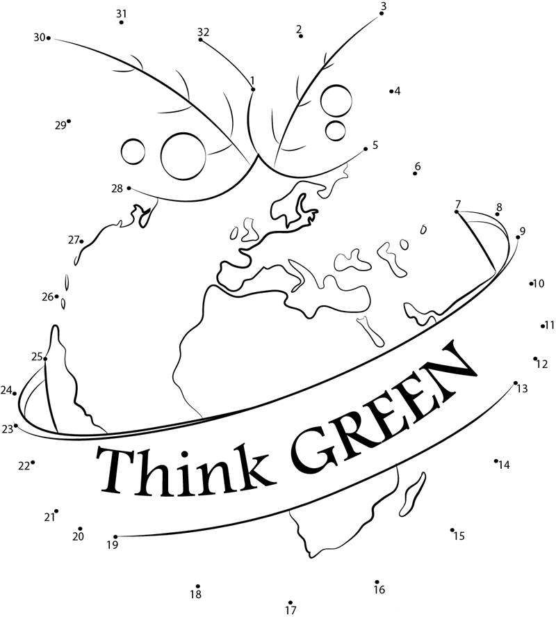 Think Green printable dot to dot worksheet