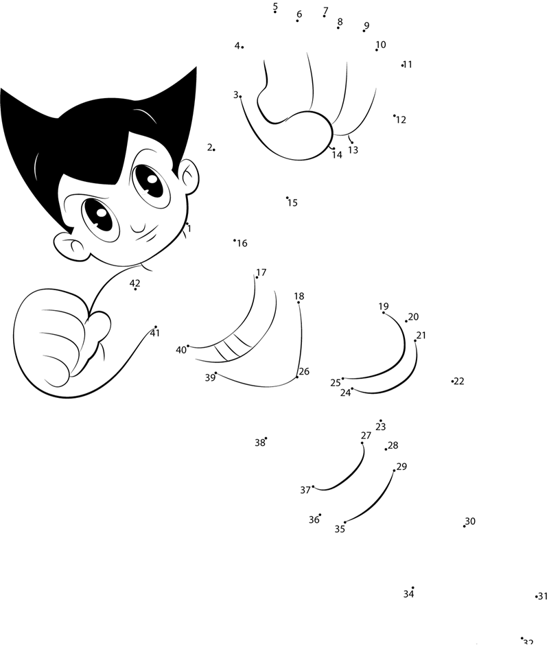 Angry-Astro-Boy-Dot-To-Dot dot to dot worksheet